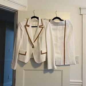 Zara Woman, White/Beige Skirt Suit